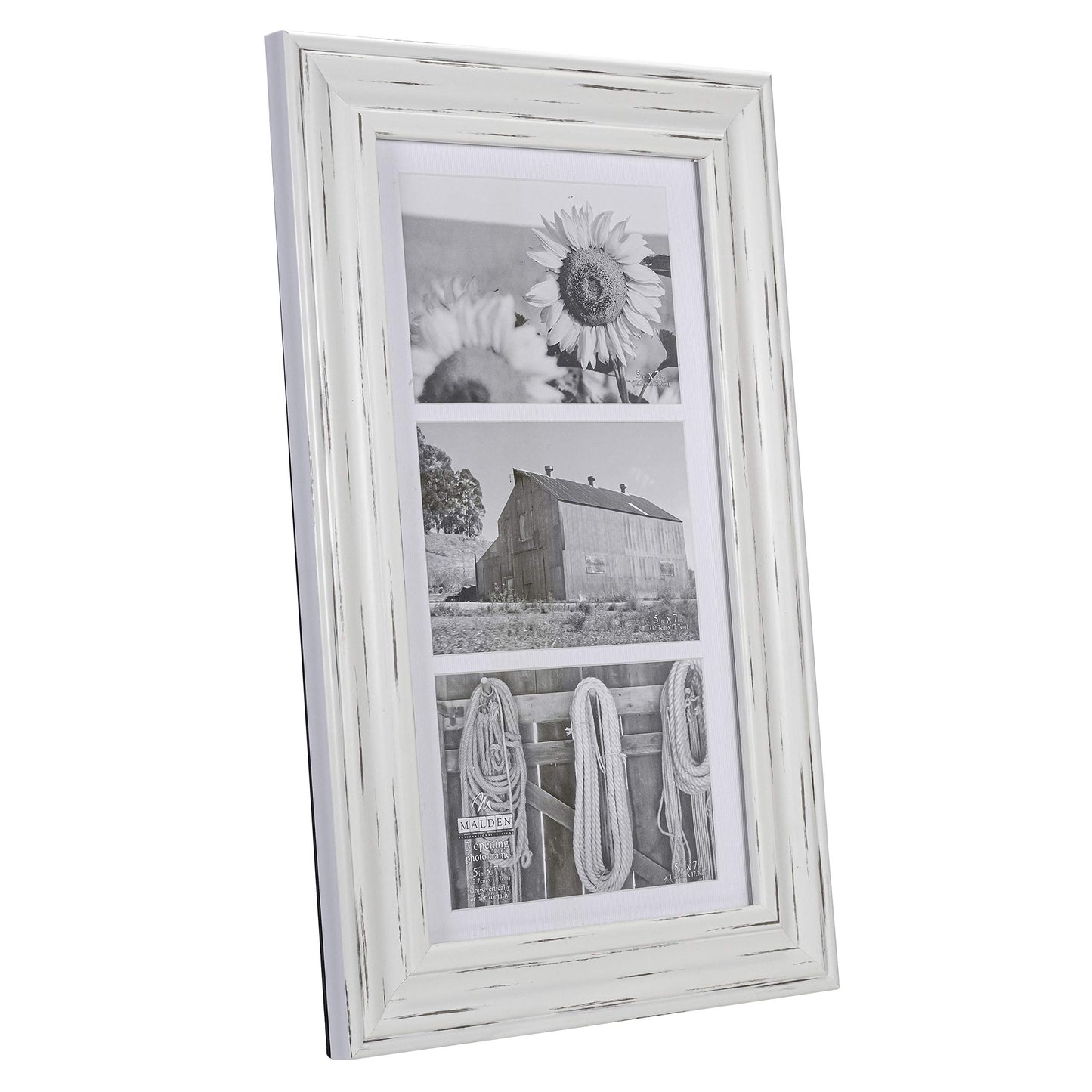 Malden White Wash 3 Opening (5x7) Frame