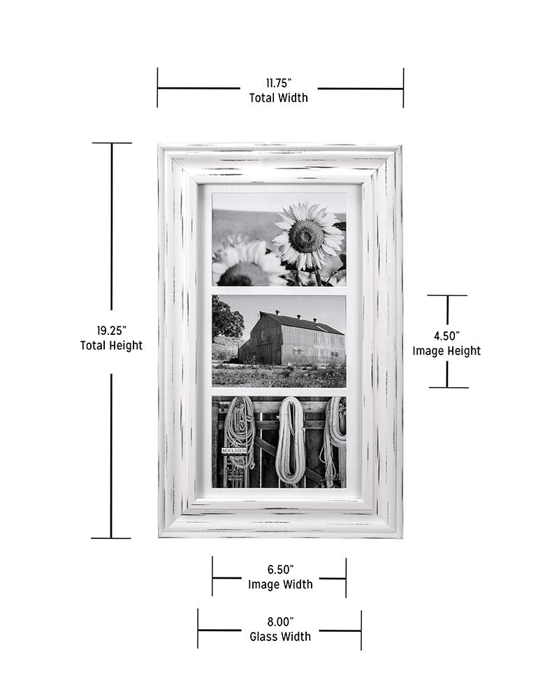 Malden White Wash 3 Opening (5x7) Frame