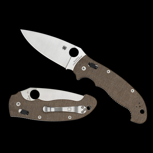 Spyderco Manix 2 XL, Brown Canvas Micarta / Satin CPM CRU-WEAR - C95MPCW2
