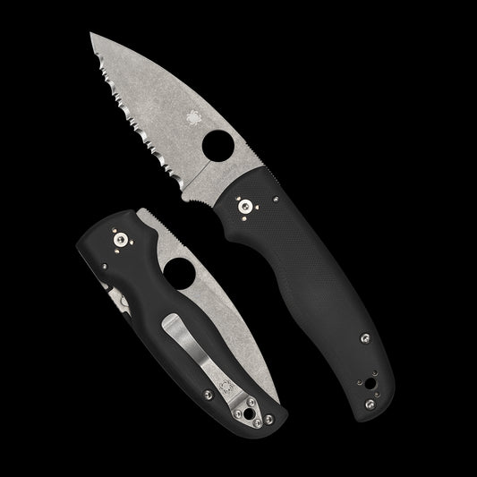 Spyderco Shaman, Black G-10 / Stonewash CPM-S30V, Serrated - C229GS