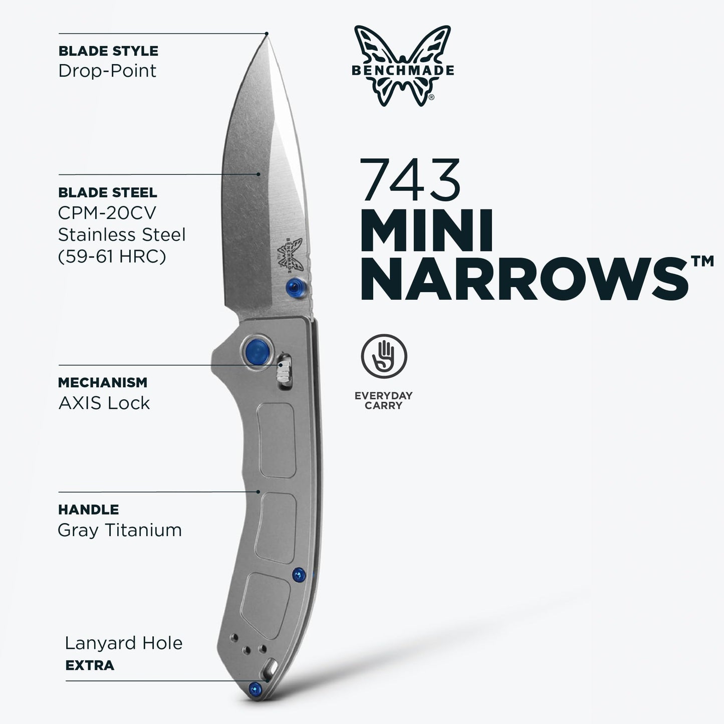 Benchmade Mini Narrows Gray Titanium 743